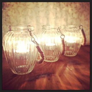 glass lantern rope handled candle holder by made with love designs ltd