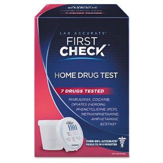 First Check Products   First Check   7 Drug Test Kit   Sold As 1 Each   Fast and accurate.   Tests for the seven most commonly abused illicit drugs.   Provides results in 5 minutes in the privacy of your home or office.  Home Multidrug Tests  Office Prod
