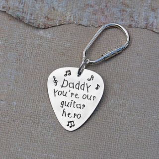 personalised silver plectrum key ring by indivijewels