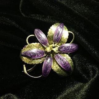 vintage silver and purple flower brooch by iamia