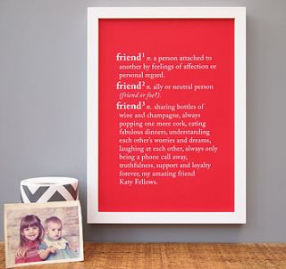 personalised 'friend' dictionary print by coconutgrass