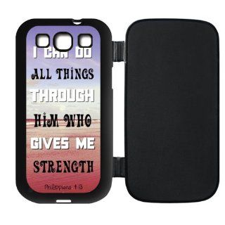 wholesale Samsung Galaxy S3 i9300 Rubber Flip Case Cover Protector with "I can do all things through him who gives me strength"   Philippians 413 Cell Phones & Accessories