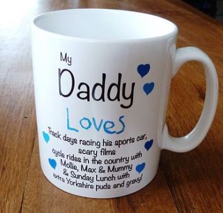 personalised 'dad/daddy loves' mug by sleepyheads