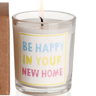 'be happy in your new home' candle by ella james