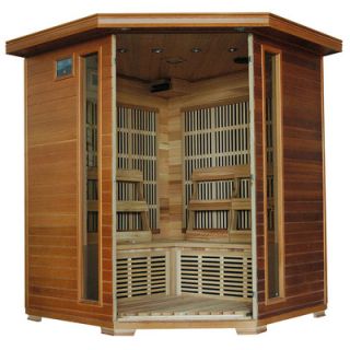 Radiant Saunas 4 Person Cedar Corner Infrared Sauna with 10 Carbon