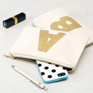 little initial glitter pouch by alphabet bags