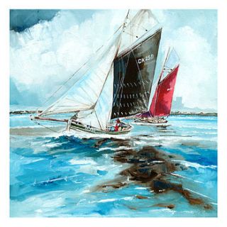 racing barges canvas painting by stuart roy