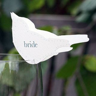 wedding bird place setting for wine glasses by kate moby