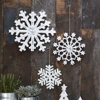 set of three large wooden snowflakes by retreat home