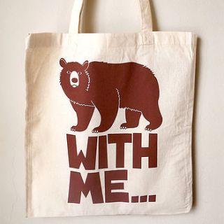 bear tote bag 'bear with me' by hello dodo