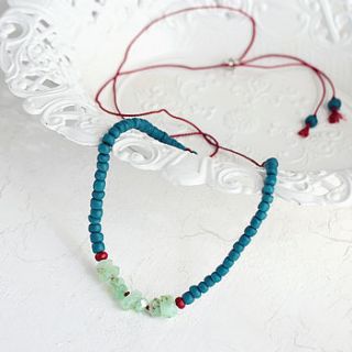 hand knotted coral and chrysoprase necklace by artique boutique