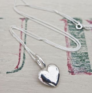 silver or gold beaten heart pendant by katie mullally