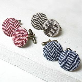 herringbone fabric cufflinks by kaela mills