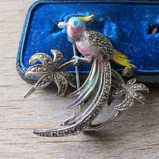 vintage enamel marcasite bird brooch by ava mae designs