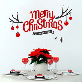 merry christmas antler wall sticker by snuggledust studios