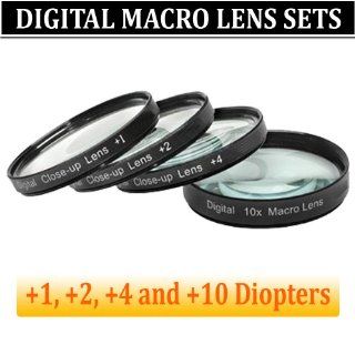 Close Up Filter Set (+1, +2, +4 and +10 Diopters) Magnification Kit FoR THE Sony ALPHA A500, A550l .THIS LENS WILL ATTACH DIRECTLY TO THE FOLLOWING SONY LENSES 18 70mm, 18 55mm, 75 300mm, 55 200mm, 50mm, 100mm.KIT ALSO INCLUDES LENS CLEANING KIT AND LCD SC