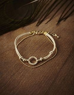 dainty gold and cream leather bracelet by lime lace