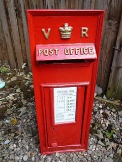 vintage style post box with letters v r by elizabeth and stevens