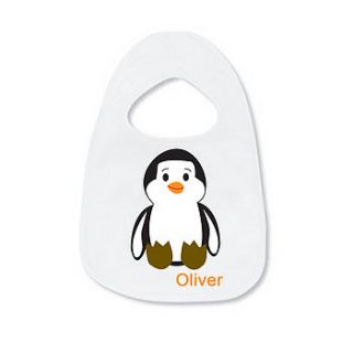 personalised penguin bib by little baby boutique