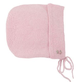 hand knitted cashmere roses bonnet by sue hill