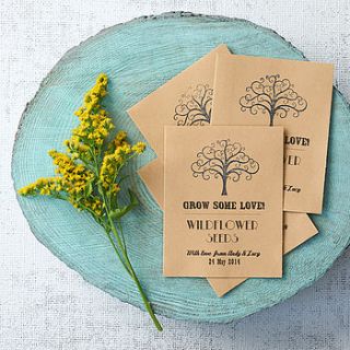 personalised 'grow some love' seed favour by wildflower favours