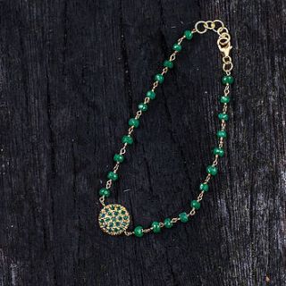 emerald and gold friendship bracelet by rochelle shepherd jewels