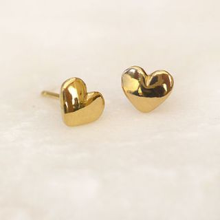mini heart stud earrings in 18ct gold by lilia nash jewellery