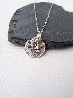 silver flower and pearl charm necklace by misskukie