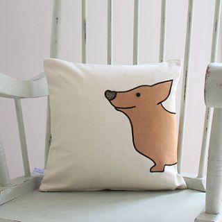 appliqued corgi cushion cover by miss shelly designs