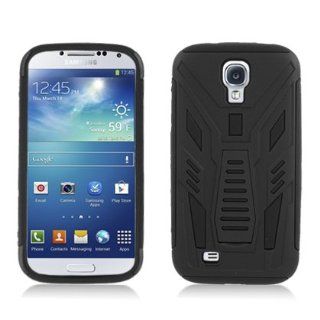 For Samsung Galaxy S4 (Verizon/AT&T/Sprint/T Mobile/Ting/U.S. Cellular/Cricket) Hybrid Tranzformer, Black+Black Cell Phones & Accessories