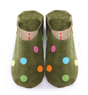 green & colours polka dot shoes , slippers by starchild shoes