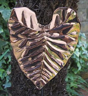 copper leaf garden stake by london garden trading