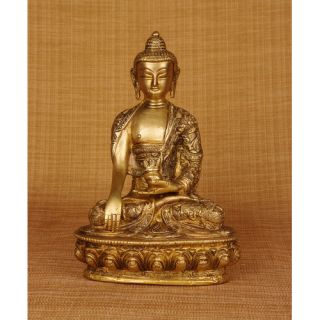 Brass Series Buddha Statue with Medicine Bowl on Lotus