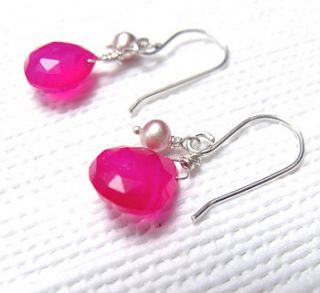 fuchsia sterling silver chalcedony earrings by catherine marche jewellery