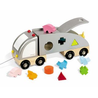 wooden colourful trucks by toys of essence