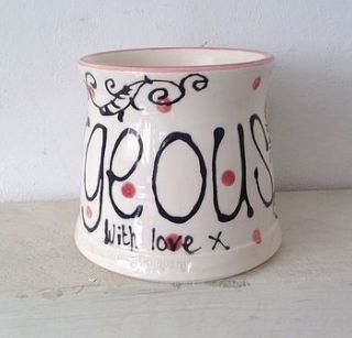personalised hand painted mug by the handmade mug company
