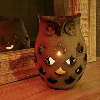 owl hurricane lantern by london garden trading