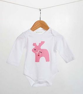 pink spotty reindeer bodysuit by jack and ava