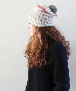 knitted lambswool flower hat by sally nencini