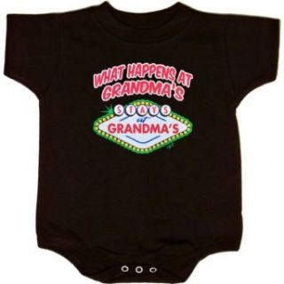 INFANT CREEPER  BLACK   6 MONTHS   What Happens At Grandma's Stays At Grandma's   for grandson or granddaughter Clothing