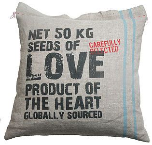 messages eco 100% hemp cushion by chocolate creative home accessories
