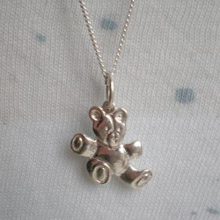 teddy bear pendant necklace by lullaby blue