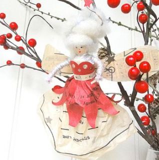 handmade vintage christmas fairy decoration by wild ink