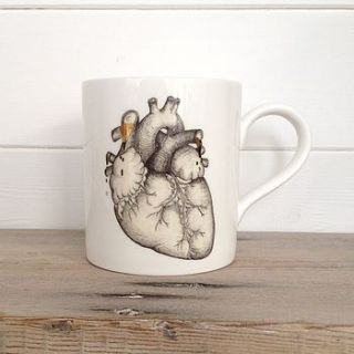 anatomical heart illustration bone china mug by cherry pie lane
