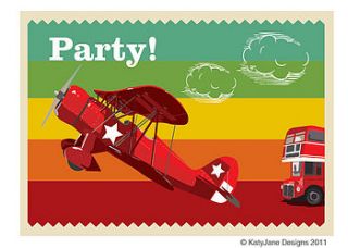 plane bus and train party invitation set by jane loves