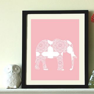 damask elephant nursery print by indira albert