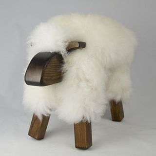 sheepskin sheep stool by the wool room