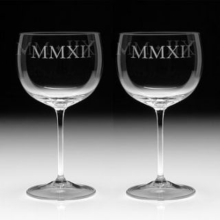 pair of wine goblets etched with mmxii by whisk hampers