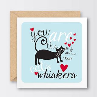 'you are the cat's whiskers' valentine's card by the little bird press