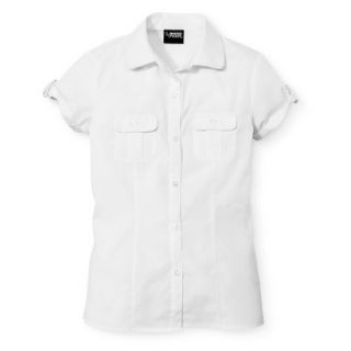 French Toast Girls School Uniform Short Sleeve Safari Blouse   White 10